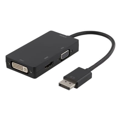 Deltaco DP-HDMIVGADVI câble vidéo et adaptateur 0,15 m DisplayPort VGA + HDMI + DVI Noir, Vue principale