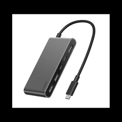 Hub BELKIN USB-C à 5 ports avec deux ports USB-C/ Gris, Vue principale