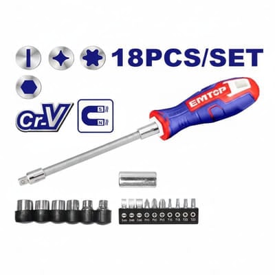 Jeu Tournevis EMTOP 18 pcs Avec Embouts - ESSTFL1802, Vue principale