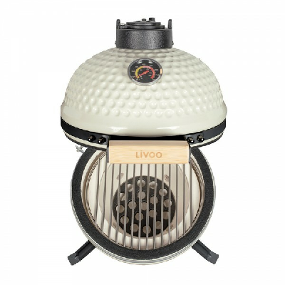 Barbecue Charbon Livoo Pour 4 Personnes - Grille Réglable, Tablettes En Bois Et Roues - Idéal Jardin Ou Camping