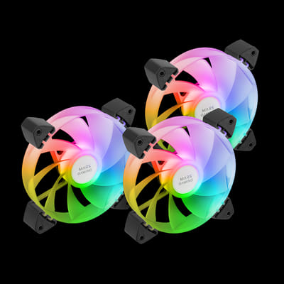 Lot de 3 Ventilateurs boitier Mars Gaming MF-3AR RGB / 12cm / Noir, Vue principale