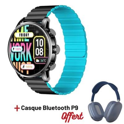 MONTRE CONNECTÉE KIESLECT CALLING WATCH KR 2 / NOIR Avec Casque Bluetooth P9 Bleu, Vue principale
