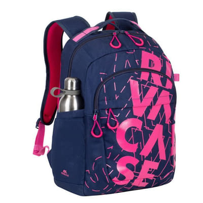 Sac à Dos Ordinateur Portable 15,6" - Bleu Foncé/Rose RIVACASE, Vue principale
