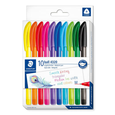 Staedtler Ball 4320 Multicolore Stylo à bille rétractable avec clip Moyen 10 pièce(s), Vue principale
