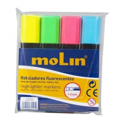 Surligneur fluo MOLIN Pochette de 4 (RTF240-04W), Vue principale