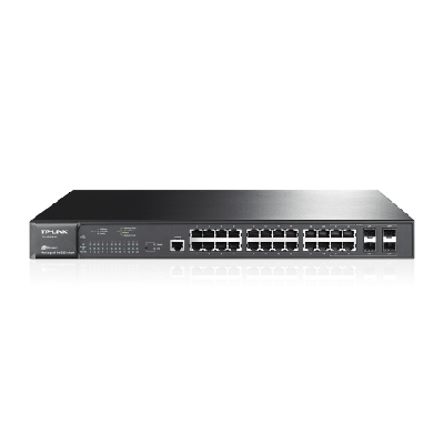 TP-Link TL-SG3424P commutateur réseau Géré L2 Gigabit Ethernet (10/100/1000) Connexion Ethernet, supportant l'alimentation via ce port (PoE) 1U Noir