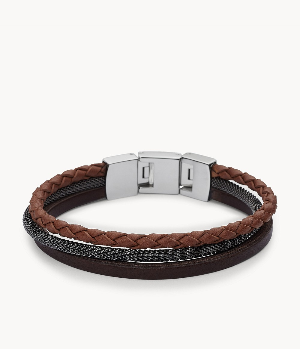 Fossil JF02213040 bracelet Cuir, Acier inoxydable au meilleur prix